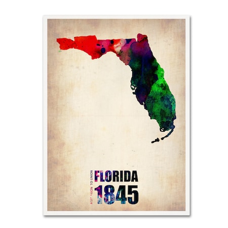 Naxart 'Florida Watercolor Map' Canvas Art,24x32